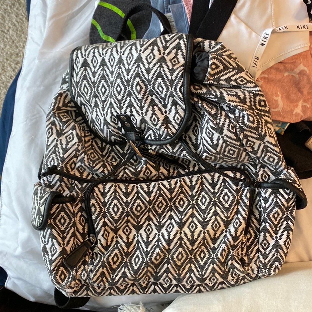 Black & White Aztec Pattern Backpack